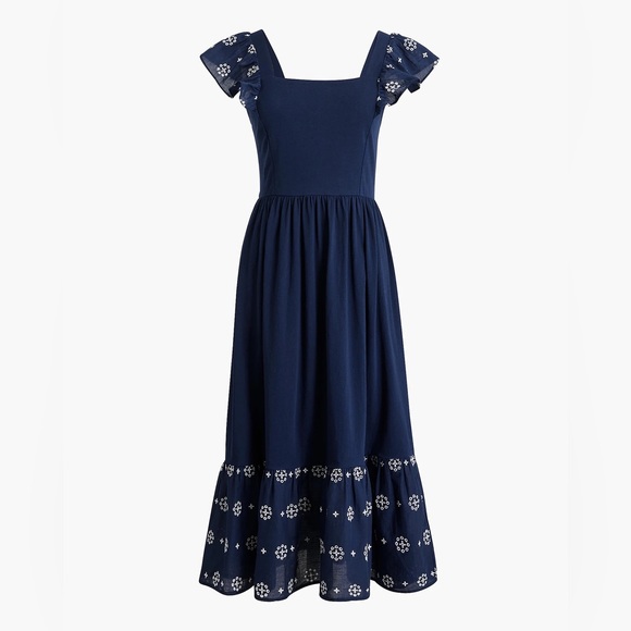 J. Crew Factory Dresses & Skirts - (Large) NWT J. Crew Eyelet Knit Midi Dress in Antique Navy Blue